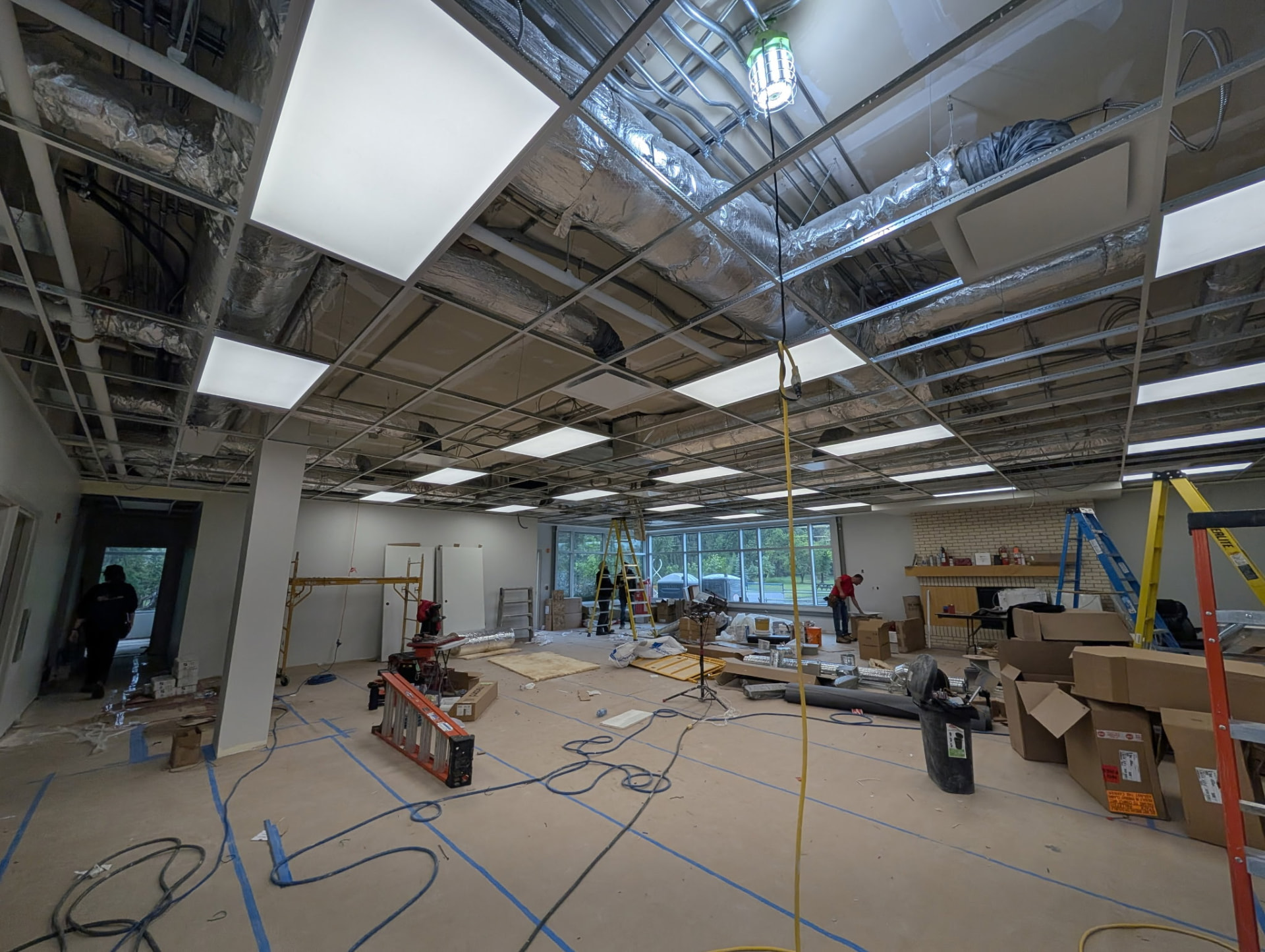 Interior commercial construction site mid-build